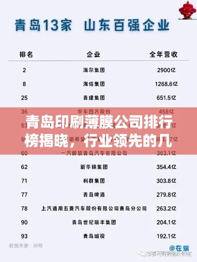 青岛印刷薄膜公司排行榜揭晓,行业领先的几家企业!